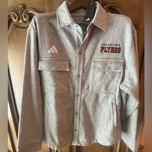 Adidas Gray Philadelphia Flyers Shirt Jacket 
New with Tags!